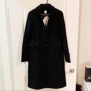 J. Crew Wool Black Dress Coat, Size 2